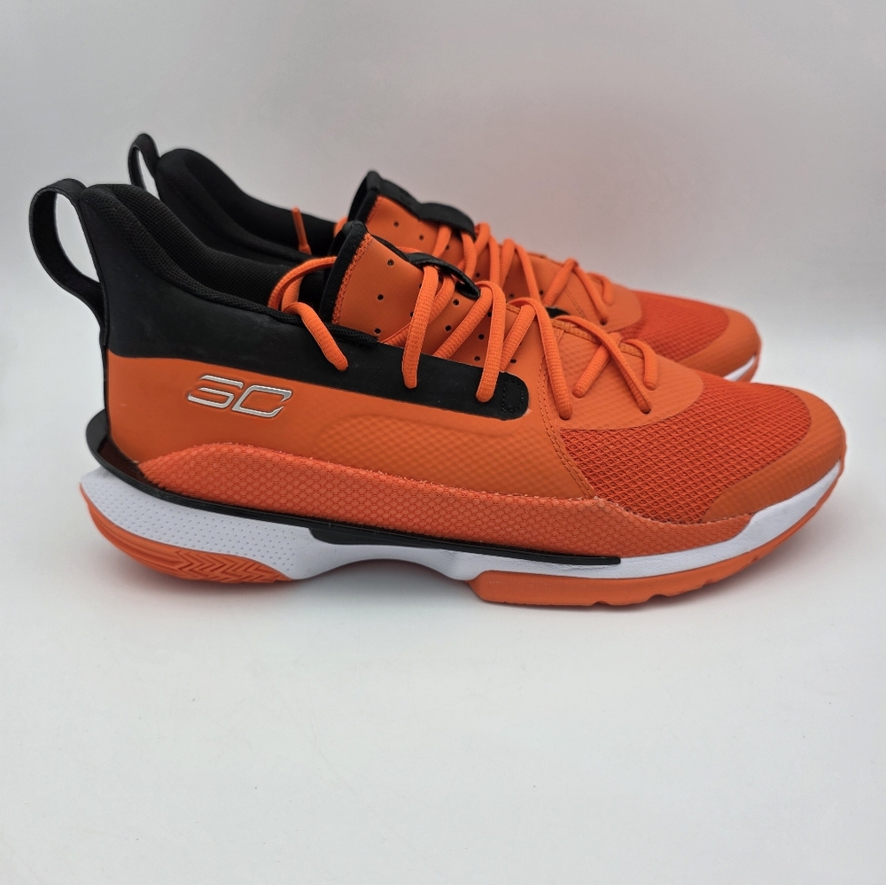 Under Armour Team Curry 7 Orange Black Men Basketball Shoe 3023838-803 Size 12.5